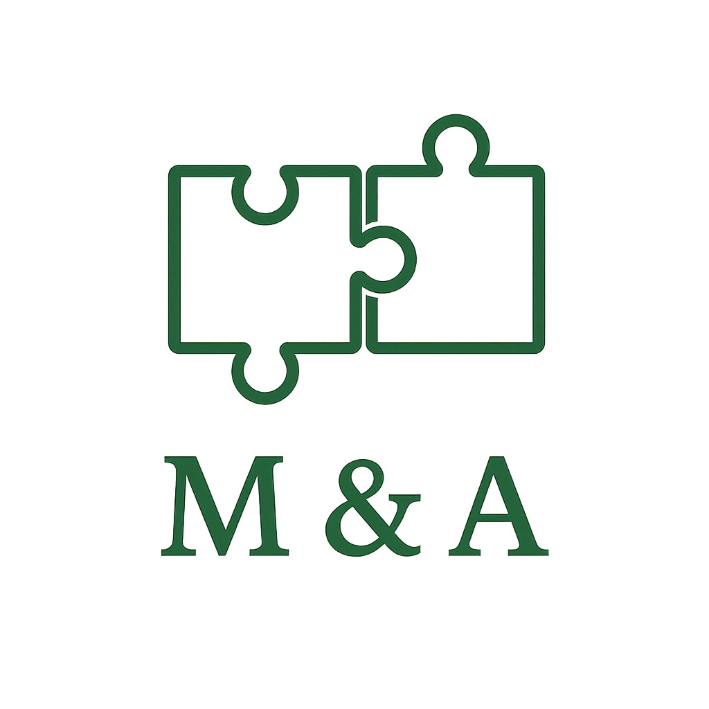 Simple icon logo of Interlocking puzzle pieces with the text M  A in green-1
