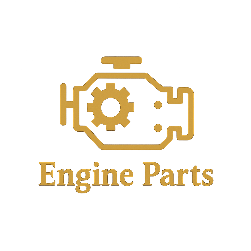 simple icon logo of engine with text Engine Parts in deep gold-1